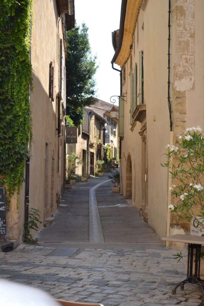 beautiful cobblestone street in lourmarin France